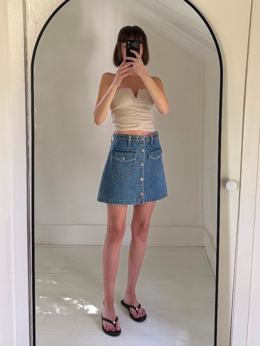 Tularosa Madelyn Denim Mini Skirt in Fuji Size 25 Retail $138